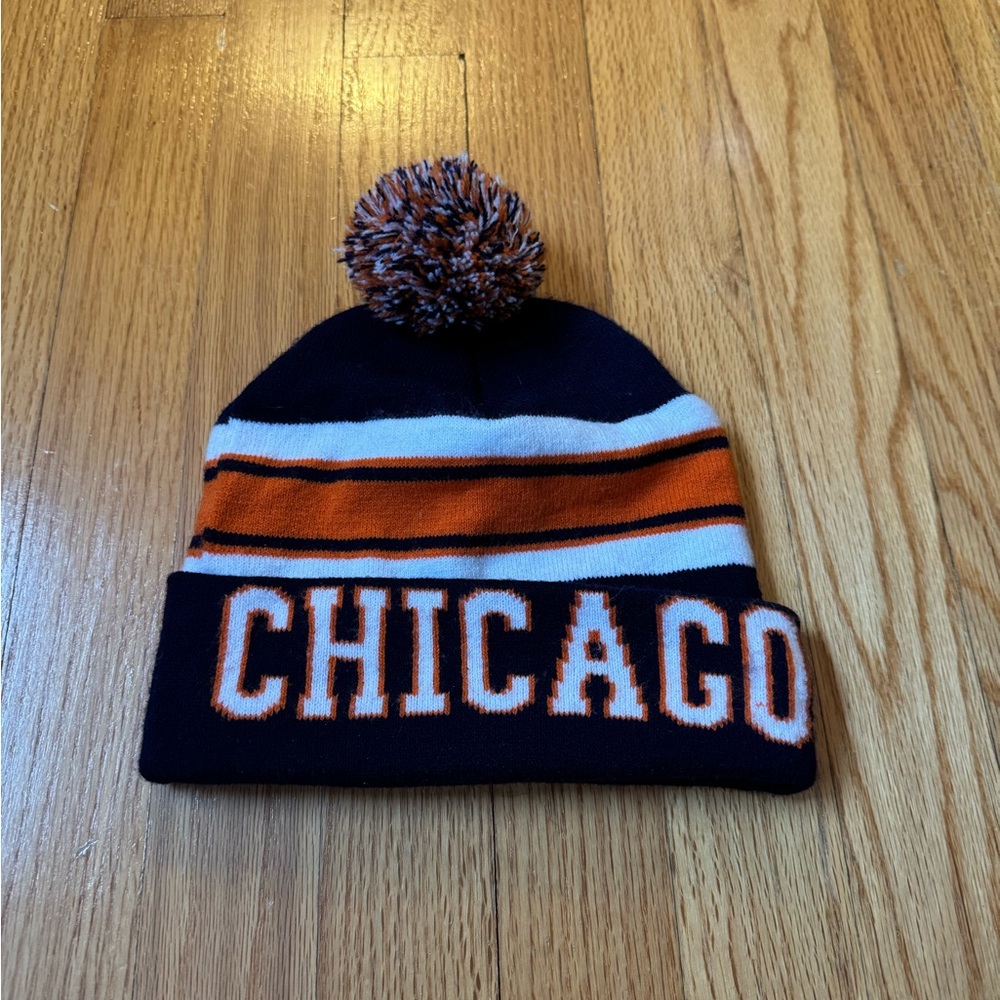 Chicago Pom-Pom Beanie - Navy and Orange